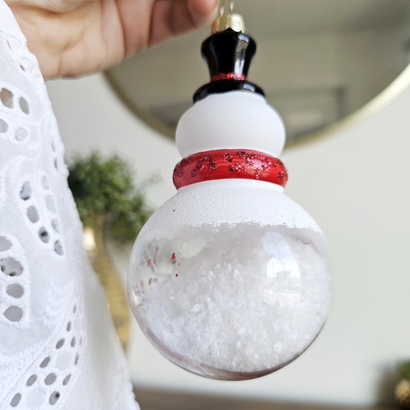 Robert Stanley Snow Filled Glass Snowman Ornament Painted Cardinal Winter Decor - Picture 13 of 14